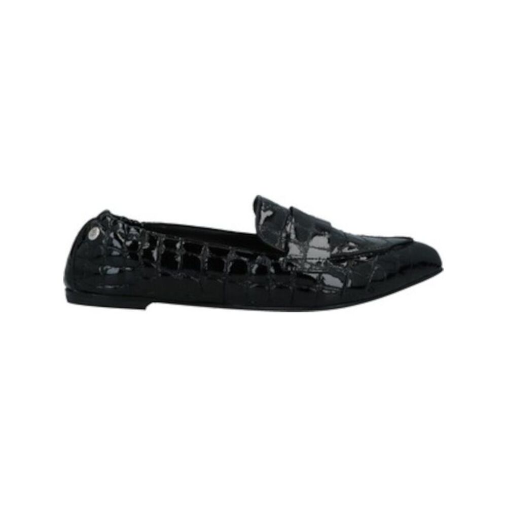 AGL Womens Black Croc Embossed Mara Round Toe Slip On Leather Loafers Shoes 36.5